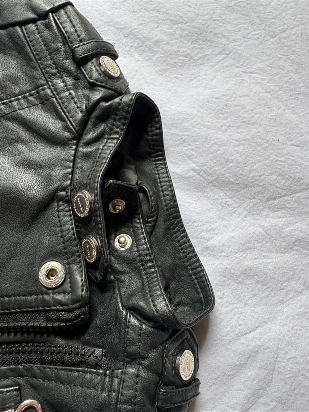 Urban Republic Black Faux Leather Girls Moto Jacket with Peplum